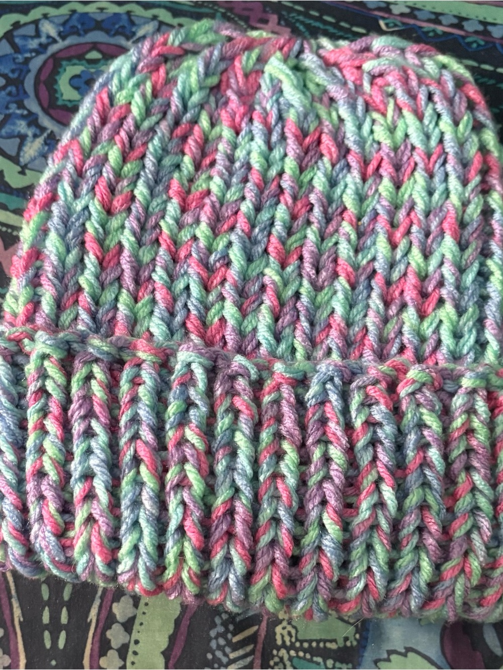 Multicolor Knit Beanie Hat
